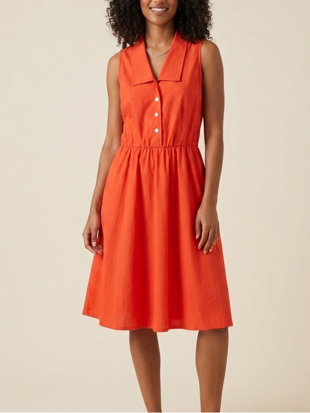 Vintage Sears Sleeveless CollaredButton Down  Knee Length Dress Size Medium